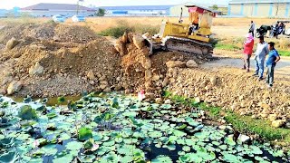 Amazing Techniques Filling Stone in the big water Ues By KOMATSU D31P Truck Transport Stone [upl. by Ehtylb]