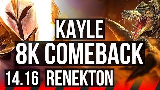 KAYLE vs RENEKTON TOP  8k comeback Legendary  EUW Master  1416 [upl. by Mireille100]