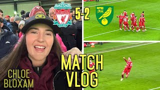 LFC FANS HAIL KLOPP AS THE REDS CRUISE TO VICTORY  Liverpool 52 Norwich  Matchday Vlog [upl. by Harwell]