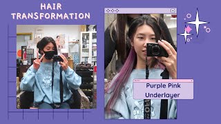 HAIR TRANSFORMATION  bleaching and dyeing underlayer purple [upl. by Ailehc]