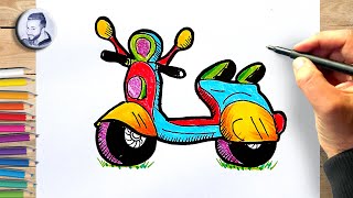 Comment dessiner un scooter dessin facile [upl. by Glennie156]