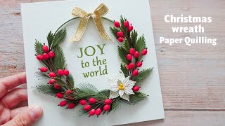 ✨ Christmas wreath paper quilling ✨ How its made  DIY winter holidays crafts [upl. by Bobine]