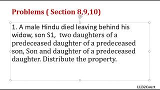 EnglishFamily Law Problems Hindu dies intestate Hindu Succession Act1956Part 1 [upl. by Ahsena]