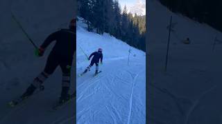 Slalom on a black slope skiracing ski skiing snow winter mountains alpineskiing music [upl. by Chrissie]