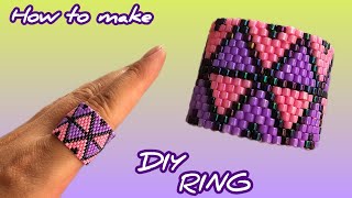 Peyote stitch ringSimple elegant and easy to makeOdd countImpar peyote stitchDIY Tutorial [upl. by Yenffad]