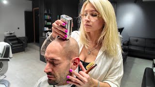 Gentle Touch Head amp Beard SHAVE for ASMR Relief – Krakow 🇵🇱 [upl. by Osborn328]