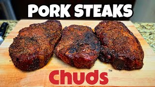 Pork Steaks Cooked On My New Chud Box  Smokin Joes Pit BBQ [upl. by Aidil]