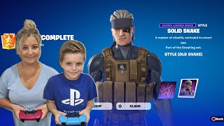 Unlocking FREE NEW Fortnite Skin OLD SNAKE Solid Snake Skin GOLD CROWN Victory Royale Win Gameplay [upl. by Jacquetta]