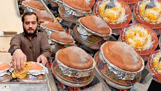 POT BIRYANI COOKING  Traditional Matka Chicken Biryani Recipe  Biryani Cooking in Clay Pot [upl. by Aisatna]