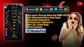 Galaxiga Arcade Shooting Game MOD v2482  Free Aircraft and Upgrade  Unlimited Gems Coins [upl. by Ardnuaet878]