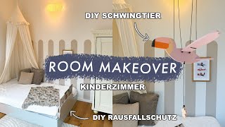 Kinderzimmer Makeover  Wanddesign streichen DIY Rausfallschutz  Schwingtier selber bauen [upl. by Algar618]