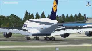 FSX Lufthansa A380 DAIMD landing at Frankfurt Airport [upl. by Wagner]