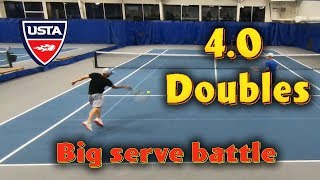 NTRP 40 Mens doubles tennis match highlights Big serve battle [upl. by Aylatan]