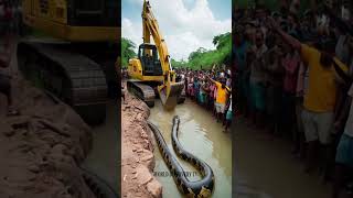 Wow Amazing  Excavator giant catches anaconda snake anaconda animals wildlife shorts snake [upl. by Abbot]