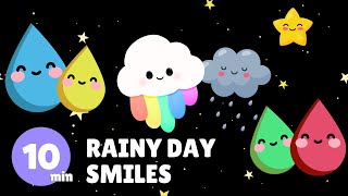 Raindrop Lullaby  Soothing Baby Sensory Video with Smiling Raindrops amp Clouds [upl. by Enel]