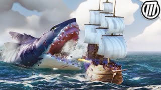 Sea of Thieves MEGALODON FIGHT Gameplay Hungering Deep Boss  Reward [upl. by Kcerb]