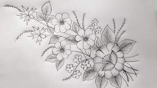 Beautiful Flower Design Drawing with pencil  Hand Embroidery Flower Designs For Beginners [upl. by Dorita]