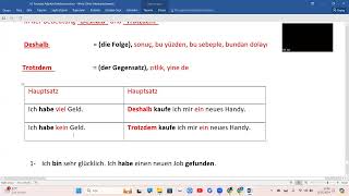 A2 Ders 19 Deshalb ve Trotzdem Bağlaçları [upl. by Fuhrman]