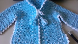 Crochet Baby Sweater with Unique Stitch  Video one  Yolanda Soto Lopez [upl. by Ecnirp]