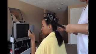 Roller Setting Relaxed Hair S1V4 The Brick Layering Technique [upl. by Curr60]