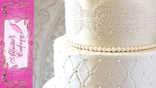 Quilted Lace Wedding Cake Updated Video httpsyoutubefXuEw74TM [upl. by Hallie]