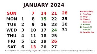 January Calendar 2024 [upl. by Tonry]