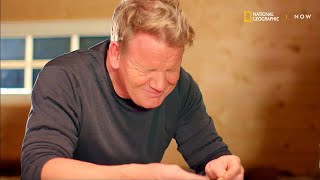 Se Gordon Ramsay teste rakfisk på Røros [upl. by Gurias]