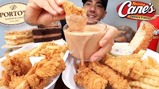 MUKBANG EATING Raising Canes Chicken Tenders Porto Bakery Chocolate Cake [upl. by Yrian643]