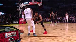 Kyrie Irving With Nifty BehindTheBack Fake on Giannis during the 2018 AllStar Game [upl. by Kerekes]