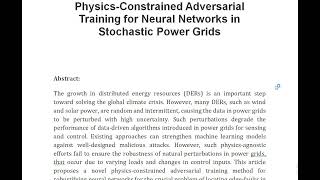 Physics Constrained Adversarial Training for Neural Networks in Stochastic Power Grids [upl. by Thin]