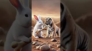 Cute Rabbit Rescues Baby Tiger Cub Part 1 cute kittenrescue cuteanimal animals cuterebbit [upl. by Bergquist105]