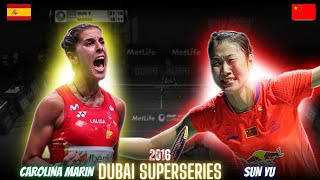 Carolina MarinSPN vs Sun YuCHN Badminton Match Highlights  Revisit Dubai Superseries 2016 [upl. by Enecnarf]