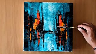 Easy Acrylic Painting Technique  Abstract Cityscape Painting  Step By Step [upl. by Richardo]