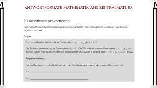 Antwortformate Mathematik AHS Zentralmatura [upl. by Lyndy]