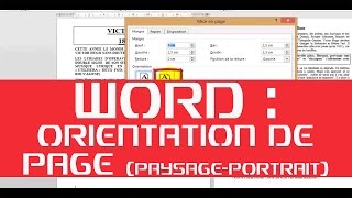 WORD 2013  ORIENTATION DE PAGE PORTRAIT  PAYSAGE [upl. by Reider990]