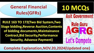 MCQ on General Financial RulesGFRs [upl. by Htilil]