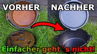 WIE NEU Dutch Oven Rost entfernen  3 Schritte Anleitung [upl. by Wailoo]