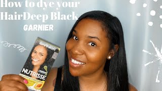 How To Dye Your Hair Deep Dark Black  Garnier Nutrisse Product Nutrisse blackdye howto [upl. by Walling151]