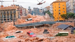 Mass Evacuation in Spain City washed away after severe flooding in Valencia bridge collapsed [upl. by Anwaf]