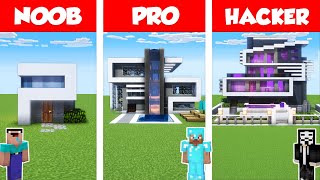 Minecraft NOOB vs PRO vs HACKER MODERN HOUSE BUILD CHALLENGE in Minecraft  Animation [upl. by Tammi102]