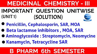 Medicinal chemistry 6th semester important question ll Solution ll Unit 1 ll Pharma lectures ll [upl. by Winthrop]