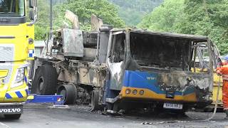 Liebherr Crane fire and tyre explosion aftermath Accident Rothbury Northumberland 19062019 [upl. by Nissa]