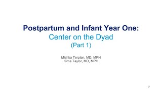 AntiStigma Webinar 4  Postpartum and Infant Year One Center on the Dyad Part 1 [upl. by Grissom956]