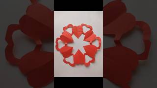 How To make Red Paper Snowflakes  Heart Design Snowflakes  Red Colour Snowflakes [upl. by Adnale41]