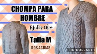 CHOMPA PARA HOMBRE  dos agujas Circulares o Normales  TALLA M [upl. by Joshia]