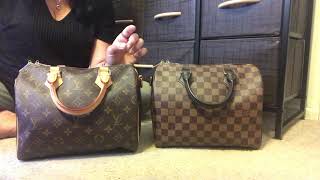 Speedy bandouliere 25 review monogram vs Damier Ebene [upl. by Ani50]