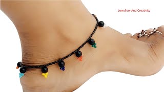 How To Make One Leg Anklet At Home  Latest Payal Design For Girl  Anklet Making [upl. by Lenzi]