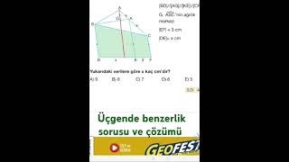 Üçgende benzerlik sorusu ve çözümü [upl. by Urbanus]