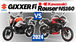 Suzuki Gixxer Fi vs Kawasaki Rouser NS160  Side by Side Comparison  Specs amp Price  2024 [upl. by Htebaile988]