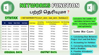 NETWORKDAYS Function in Excel in Tamil  How to Calculate Working Days in Excel amp Exclude ANY Days [upl. by Elleirb120]